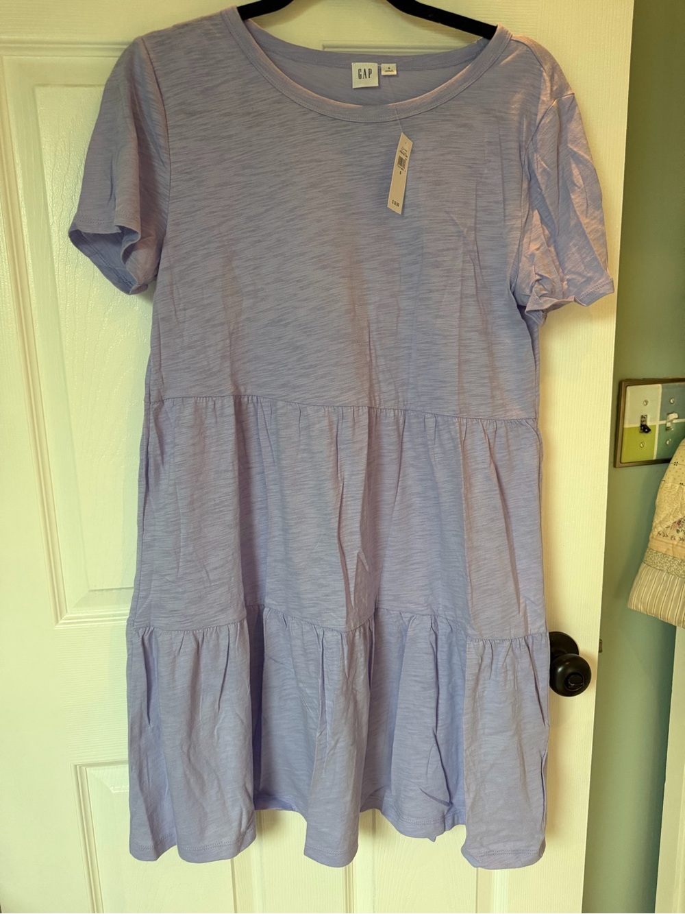 GAP Lilac Tiered Short-Sleeve Casual Dress